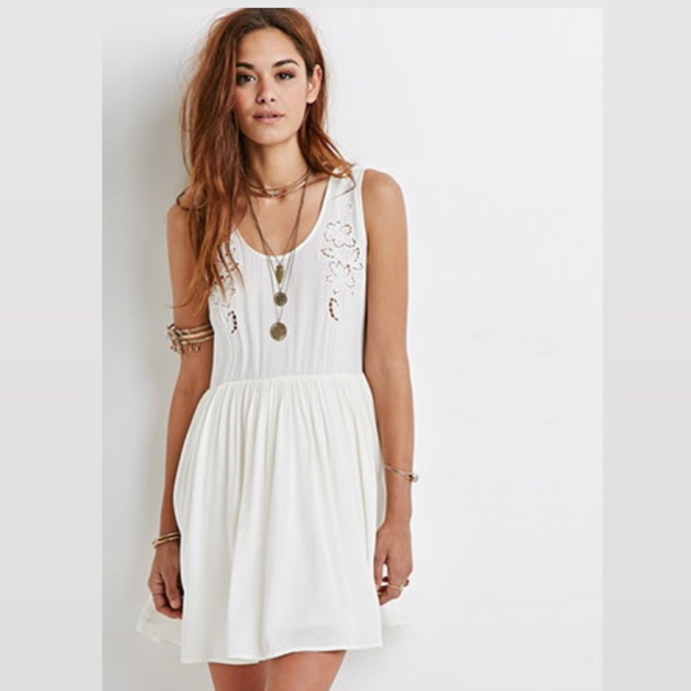 F21 White Flare Dress